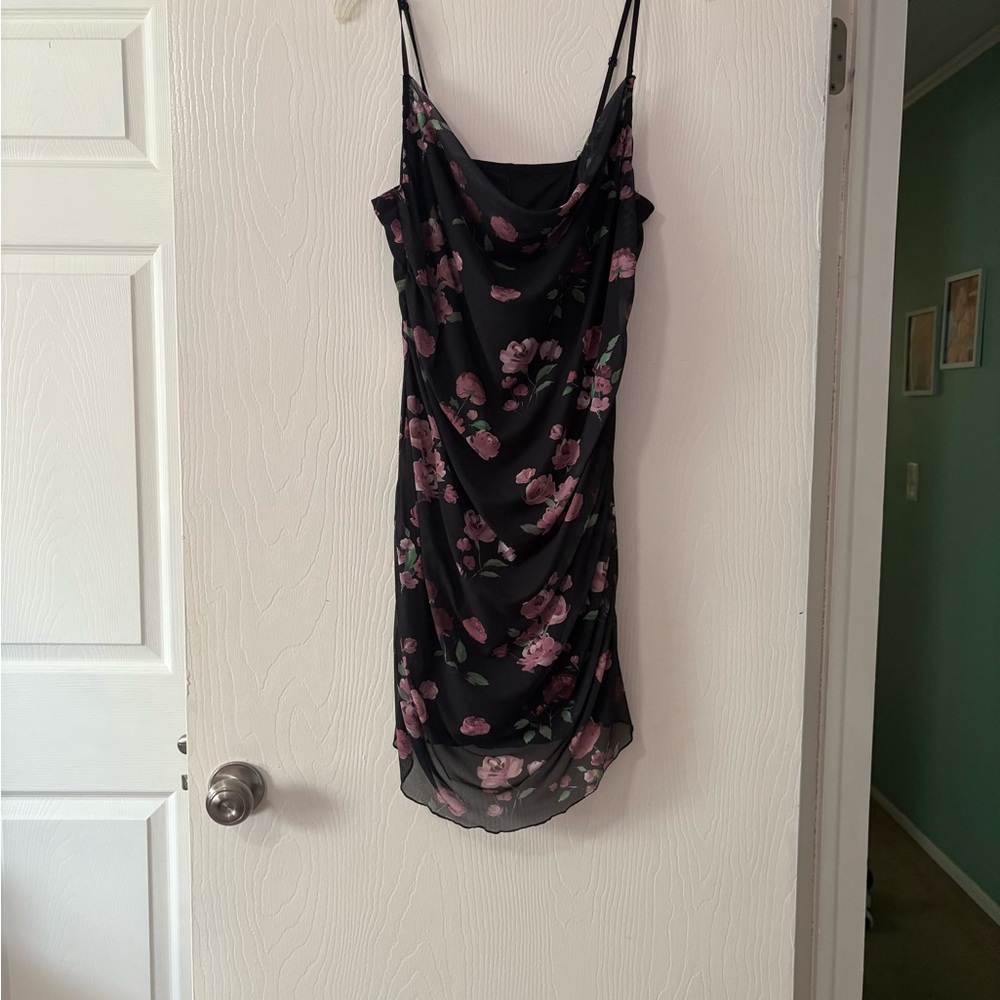 Cider Floral Mesh Ruched Mini Dress 0XL